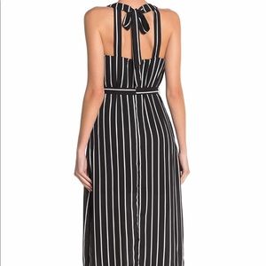 Striped Halter Neck Midi Dress